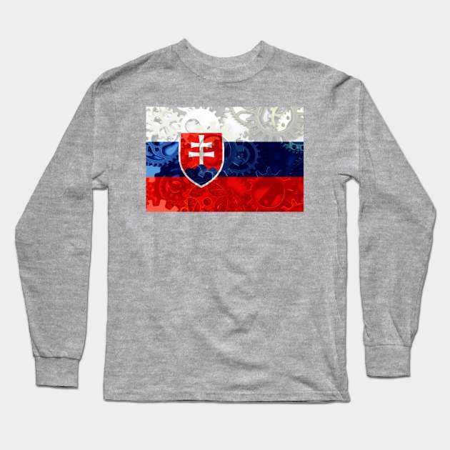 Flag of Slovakia - Gears Long Sleeve T-Shirt by DrPen